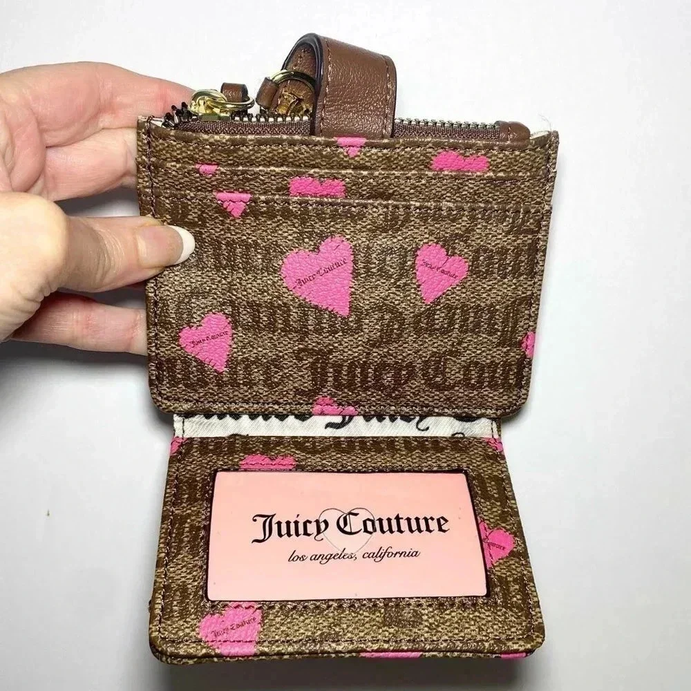 Juicy Couture Addicted To Love Heart Print Tab ID Card Case NWT